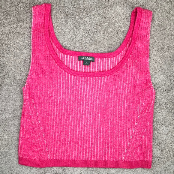 Wild Fable Women Junior Ribbed Y2K Crop Tank Pink Sz M - Picture 1 of 8